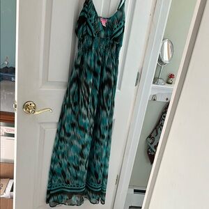 Teal and Black Maxi Dress